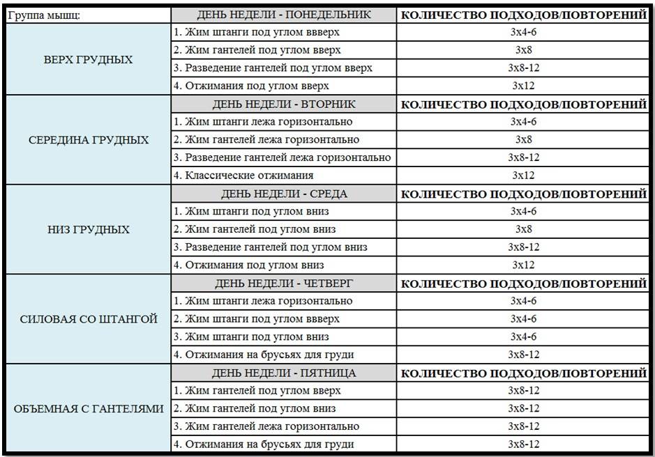 Тренировка грудных программа. План тренировок в тренажерном зале в схеме. План тренировок на грудные мышцы. Программа тренировок на грудь. Программа тренировок на группы мышц.