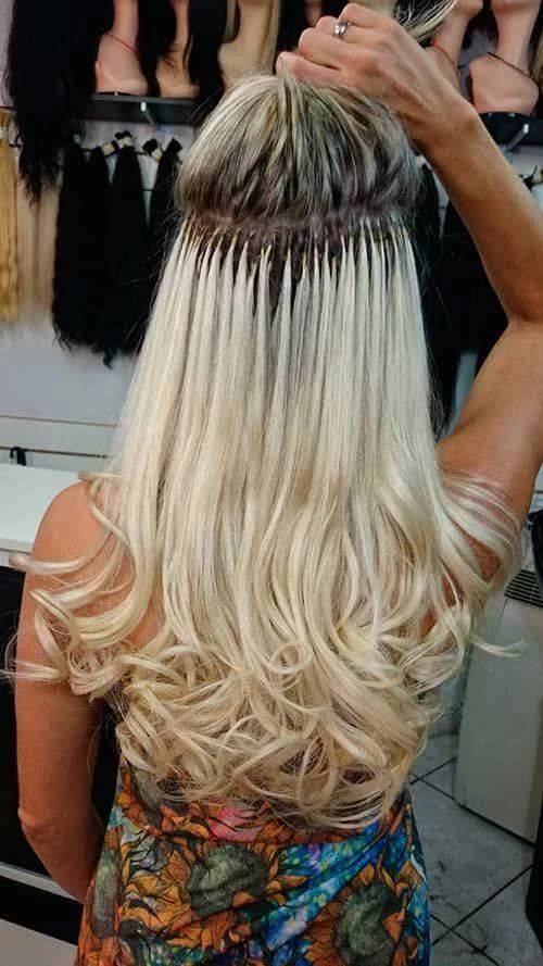 Наращивание волос блонд с шоколадными прядями