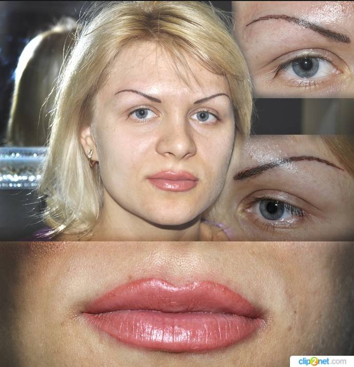 Естественный татуаж губ до и после цвет фото