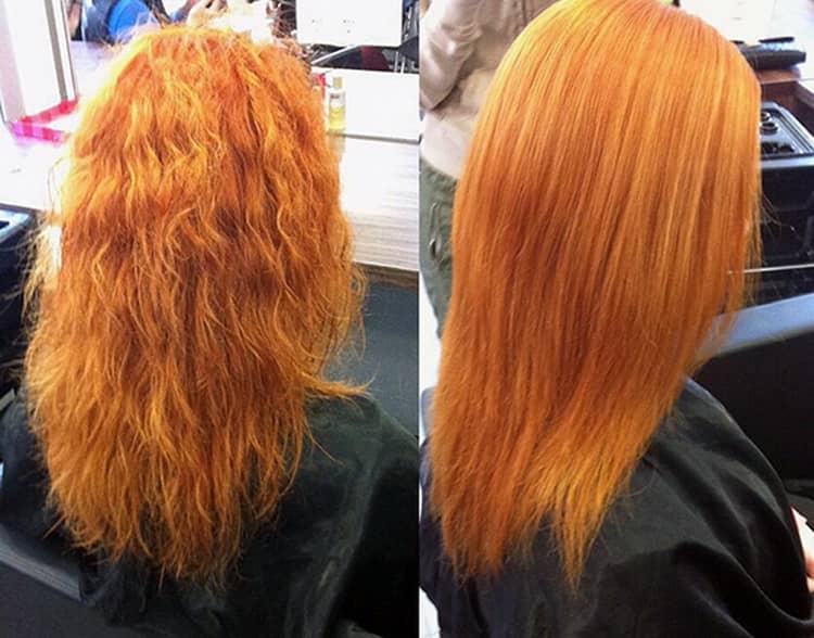 Как восстановить волосы после осветления в домашних. Сожженные волосы. Волосы после осветления. Ламинирование на рыжие волосы. Рыжие волосы после осветления.