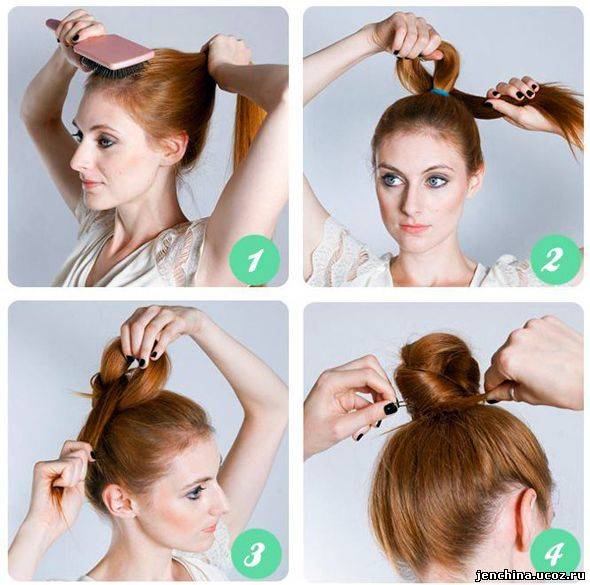 Как сделать красивый пучок на длинные волосы