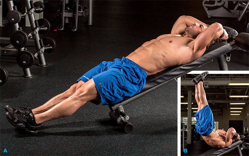 Скручивания на наклонной скамье