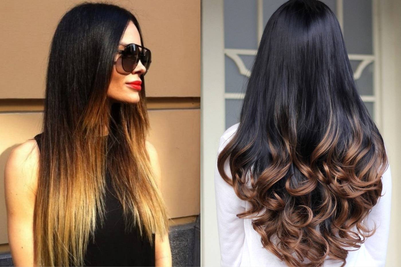 Модное окрашивание на темные волосы средней длины, короткие, длинные. фото до и после